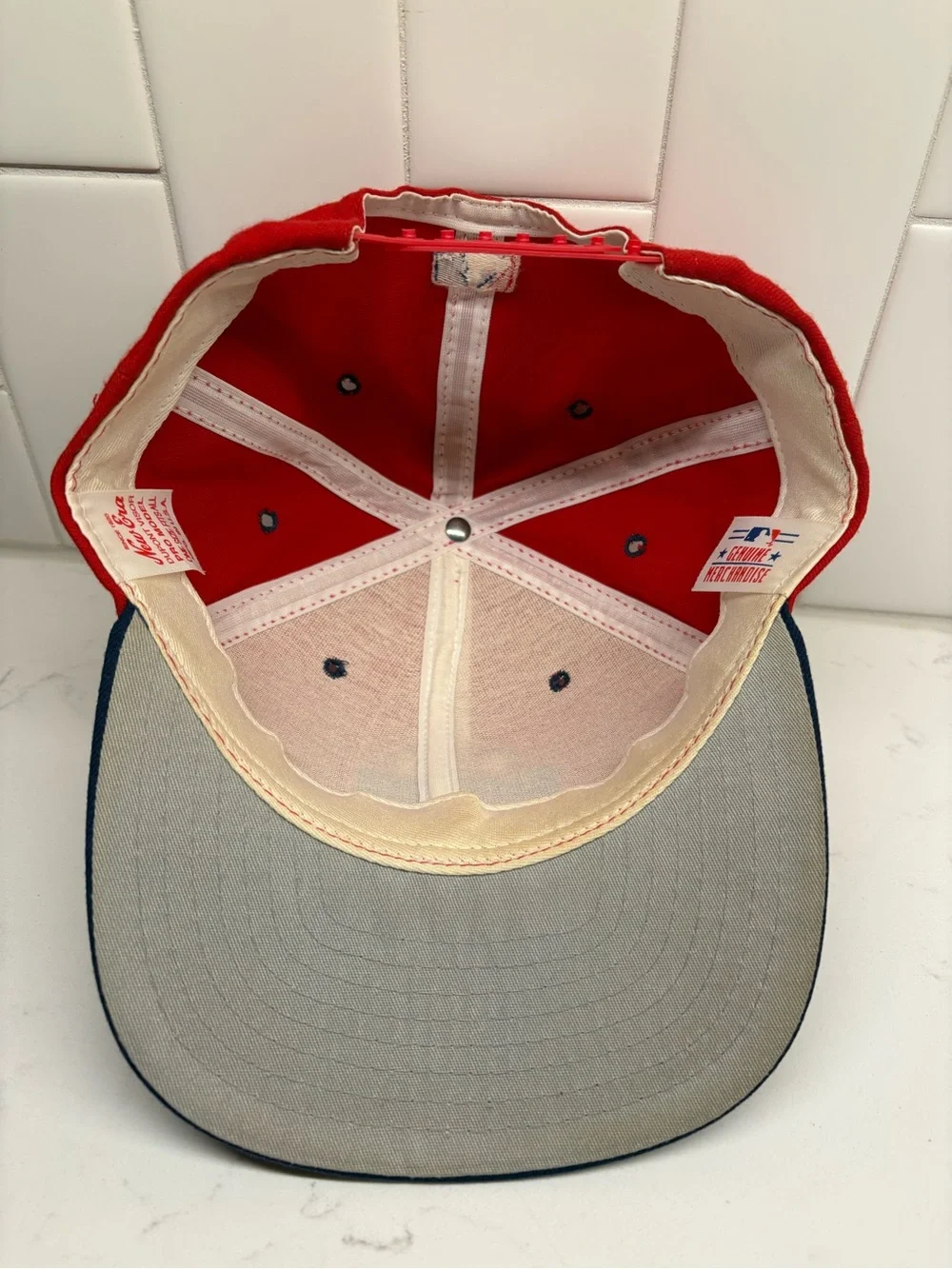 Vtg 1996 MLB All Star Game Phillies New Era Snapback Hat Made in USA Red Blue⁠